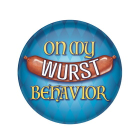 Beistle BT173 On My Wurst Behavior Button, 2"