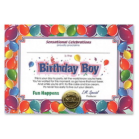 Beistle CG001 Birthday Boy Certificate, 5" x 7"