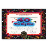 Beistle CG024 40 Is The Big One Certificate, 5