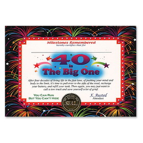 Beistle CG024 40 Is The Big One Certificate, 5" x 7"