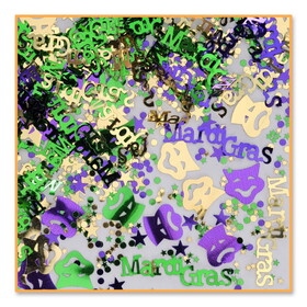 Beistle CN084 Mardi Gras Confetti, gold, green, purple