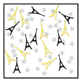 Beistle CN300 Eiffel Tower Confetti, black, gold, silver