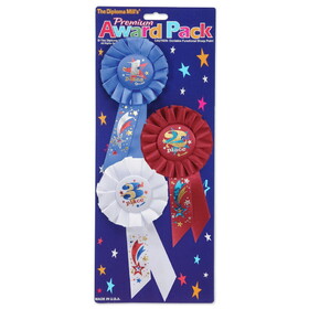 Beistle RAP04 1st, 2nd, 3rd, Place Award Pack Rosettes, 3&#188;" x 6&#189;"
