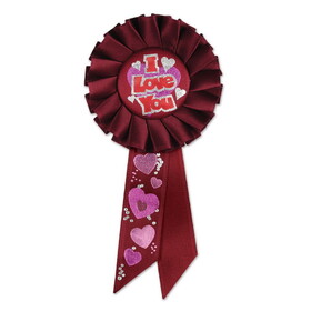 Beistle RS005 I Love You Rosette, 3&#188;" x 6&#189;"