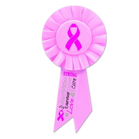 Beistle RS500 Pink Ribbon Rosette, 3&#188;" x 6&#189;"