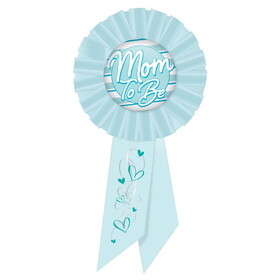 Beistle RS553B Mom To Be Rosette, blue, 3&#188;" x 6&#189;"