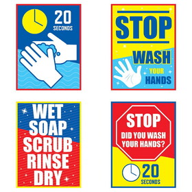 Beistle S100348HP Stop Scrub Your Hands Paper Wall Signs, 15-1/4" h x 11-1/2" w