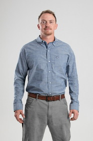 Berne Apparel SH28 Foreman Flex Long Sleeve Chambray Button Down Shirt
