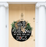 Aspire Wooden Door Sign Plaid Bow Leaf Wreath Home Decoration Rustic Style Blank Hanging Ornament for Entryway Porch Wall