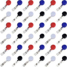 Muka 100 Pcs Retracting Badge Reel Solid Color with Belt Clip for Key Name Card