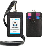 Muka 2 Pack Leather ID Badge Holder with Lanyard, Snap Button Badge Wallet with 3 Card Slots