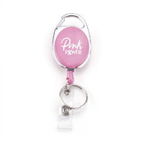 Muka Breast Cancer Awareness Logo Pink Carabiner Badge Holder Reels With Back Splint and Key Ring