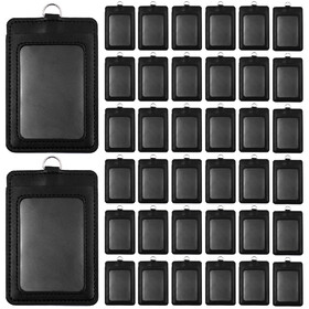 Muka 100PCS Badge Holder Vertical Horizontal PU ID Card Pouch Stock Case 2 Sides