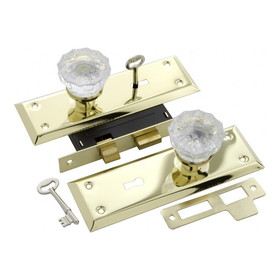 First Watch Security 1139 Keyed Glass Mortise Lockset Polished Brass Finish