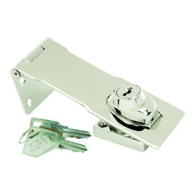 First Watch Security 3708 4-1/2" Keyed Hasp Lock Chrome Finish
