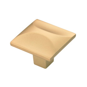 Hickory Hardware Crest Collection Knob 1-1/4 Inch Square Flat Ultra Brass Finish