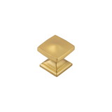Hickory Hardware Dover Collection Knob 1-1/4 Inch Square Brushed Golden Brass Finish