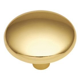 Hickory Hardware P214-3 Metropolis Collection Knob 1-3/16 Inch Diameter Polished Brass Finish