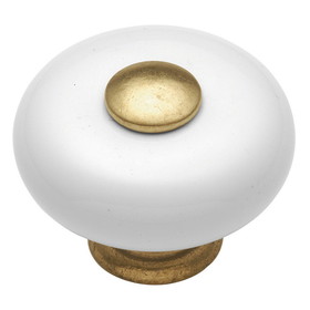 Hickory Hardware Tranquility Collection Knob 1-1/4 Inch Diameter Lancaster Hand Polished & White Finish