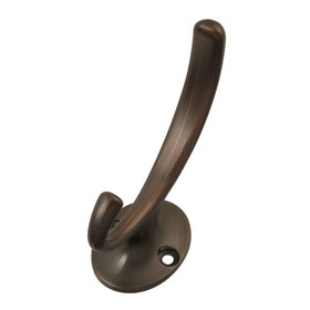 Hickory Hardware Luna Collection Coat Hook Double 7/8 Inch Center to Center Refined Bronze Finish