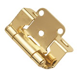 Hickory Hardware Hinge Semi-Concealed 1/2 Inch Overlay Face Frame Part Wrap Self-Close Polished Brass Finish (2 Pack)