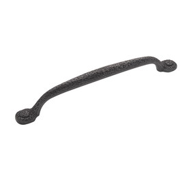 Hickory Hardware Refined Rustic Collection Pull 7-9/16 Inch (192mm) Center to Center Black Iron Finish