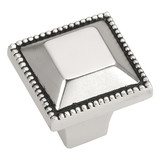 Hickory Hardware Altair Collection Knob 1 Inch Square Satin Antique Silver Finish