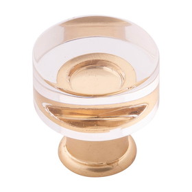 Hickory Hardware Midway Collection Knob 1 Inch Diameter Crysacrylic with Brushed Golden Brass Finish