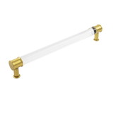 Hickory Hardware Midway Collection Pull 12 Inch Center to Center Crysacrylic with Brushed Golden Brass Finish