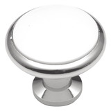 Hickory Hardware Tranquility Collection Knob 1-5/16 Inch Diameter White Porcelain Chrome Finish