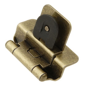 Hickory Hardware Hinge Double Demountable 3/8 Inch Inset 1/4 Inch Overlay Antique Brass Finish (2 Pack)