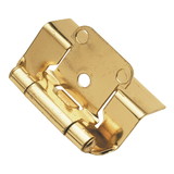 Hickory Hardware Hinge Semi-Concealed 1/2 Inch Overlay Face Frame Full Wrap Self-Close Polished Brass Finish (2 Pack)