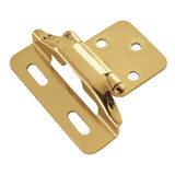 Hickory Hardware Hinge Semi-Concealed 1/4 Inch Overlay Face Frame Part Wrap Self-Close Polished Brass Finish (2 Pack)