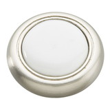 Hickory Hardware Tranquility Collection Knob 1-1/4 Inch Diameter Satin Nickel with White Finish
