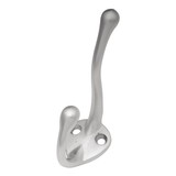 Hickory Hardware Universal Collection Coat Hook Double 5/8 Inch Center to Center Satin Silver Cloud Finish (4 Pack)