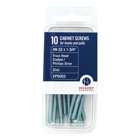 Hickory Hardware VP5003 Screw Pack Collection Screws #8-32 X 1-3/4 Inch Zinc Finish (10 Pack)