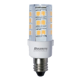 Bulbrite 861516 Led T4 Mini-Candelabra Screw (E11) 4.5W Dimmable Light Bulb Clear 3000K/Soft White 35W Incandescent Equivalent 2Pk