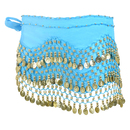 Muka Women's Sweet Belly Dance Hip Scarf, 158 Gold Coins Dangling Dancing Wrap Skirts Chiffon