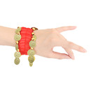 Muka Belly Dance Shinning Wrist Bracelets, Ankle Cuffs with Gold Coins, Dancing Costume Accessory for Parties