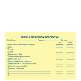 Super Forms 1209014 - Post-It Missing Tax Return Info