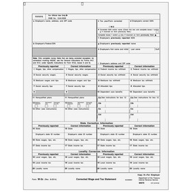 Super Forms 80075 - Form W-2C Corrected Employer Record, Copy D