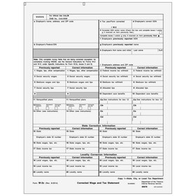 Super Forms 80076 - Form W-2C Corrected Employer State, City, Local, or Record, Copy 1