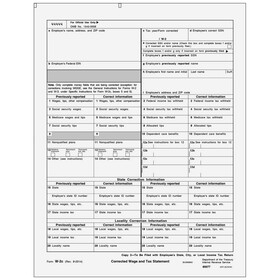Super Forms 80077 - Form W-2C Corrected Employee, State, City, Local, Copy 2