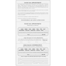 Super Forms A050 - Tax Appointment Card with Confirmation