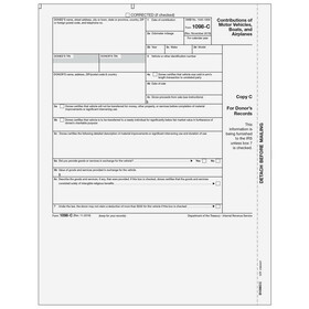 Super Forms B1098CC05 - Form 1098-C - Contributions of Motor Vehicles, Boats, and Airplanes - Copy C Donor&#x27;s Records