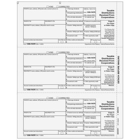 Super Forms BPATRPY05 - Form 1099-PATR Taxable Distributions From Cooperatives - Copy C Payer