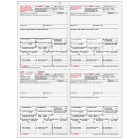 Super Forms BR4UP05 - 1099-R 4up Quadrant Recipient Copies: B/2/C/2