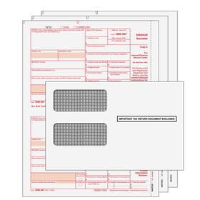 Super Forms INTS3E - 1099-INT Interest Income Preprinted 3-part Kit (with Self Seal Envelopes)
