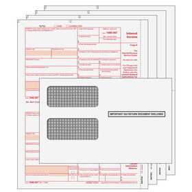 Super Forms INTS4EG - 1099-INT Interest Income Preprinted 4-Part Kit (with Moisture Seal Envelopes)