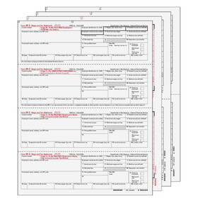 Super Forms W24DWNAS6 - 4up Horizontal W-2 Form 6-part Set - (4up Employee Copies)
